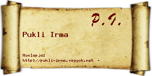 Pukli Irma névjegykártya